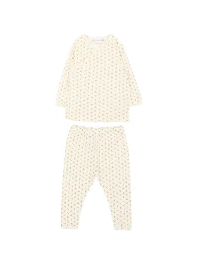 Bonpoint Babies' Cherry-print Wrap Pajamas In Gold
