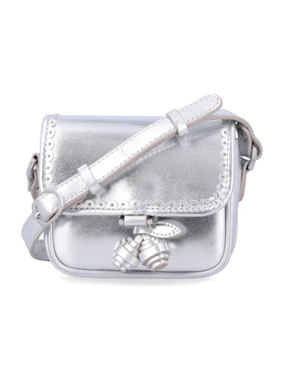 Bonpoint Chic Mini Leather Bag For Girls In Argent