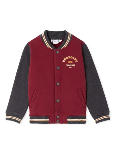 Bonpoint Kids' Christopher Cotton Varsity Jacket In Red