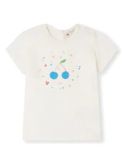 Bonpoint Babies' Girls White Cotton Cherry Print T-shirt