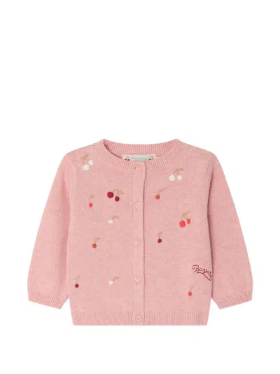 Bonpoint Babies' Claudie Embroidered Cardigan In Pink