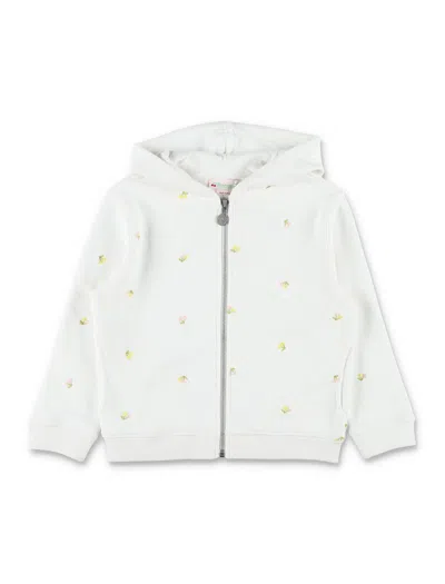 Bonpoint Talent Hoodie Embroidered With Cherries In Organic Cotton In White