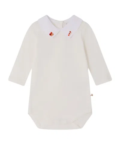Bonpoint Kids' Collared Long-sleeved Jumpsuit In White