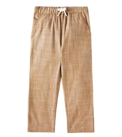 Bonpoint Kids' Connell Chambray Pants In Brown