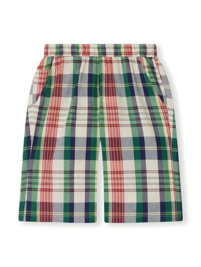 Bonpoint Kids' Conway Checked Cotton Shorts In 中性色