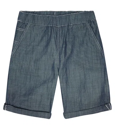 Bonpoint Kids' Contrast Stitching Denim Shorts In Blue