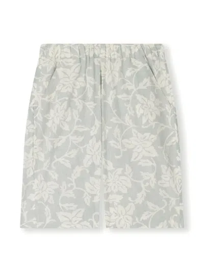 Bonpoint Kids' Conway Floral-print Cotton Shorts In Green