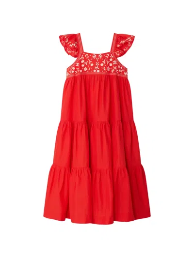 Bonpoint Kids' Cora Ruffled Dress In Red