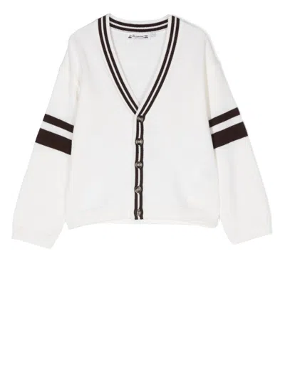 Bonpoint Kids' Corbin Stripe-trim Cardigan In White