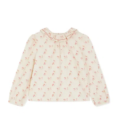 Bonpoint Kids' Corduroy Cherry Print Timber Blouse In Pink