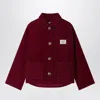 Bonpoint Corduroy Edith Jacket With Embroidered Cherry In Red