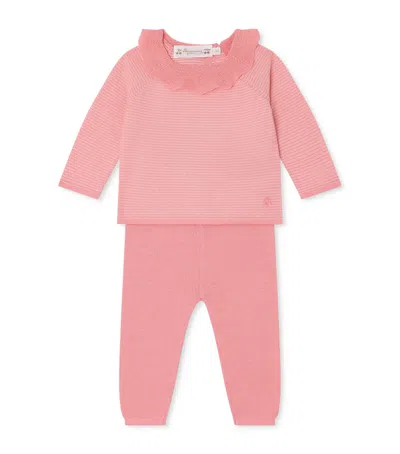 Bonpoint Kids'  Cotton Anisa Sweater And Trousers Set In Pink