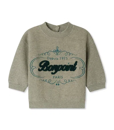Bonpoint Kids' Cotton-blend Appliqué Logo Sweatshirt In Green