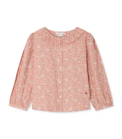 Bonpoint Kids' Cotton Botanical Print Blouse In Pink