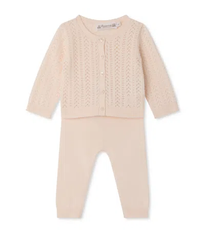 Bonpoint Kids'  Cotton Cardigan And Trousers Set In Pink
