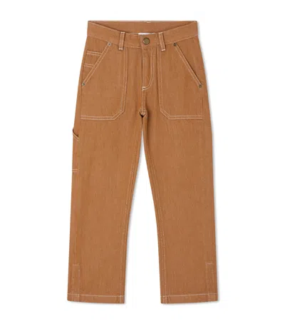 Bonpoint Kids' Cotton Cargo Trousers In Brown