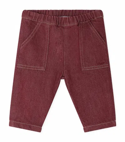 Bonpoint Kids' Cotton Carpenter Trousers In Burgundy