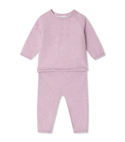 Bonpoint Kids' Cotton-cashmere Loana Top And Trousers Set In Pink