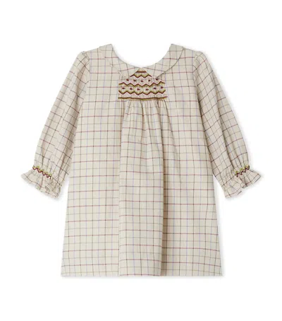 Bonpoint Kids' Cotton Check Dress In Neutral