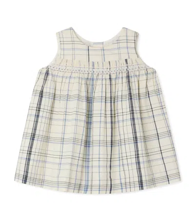 Bonpoint Kids'  Cotton Check Print Sleeveless Dress In Gray