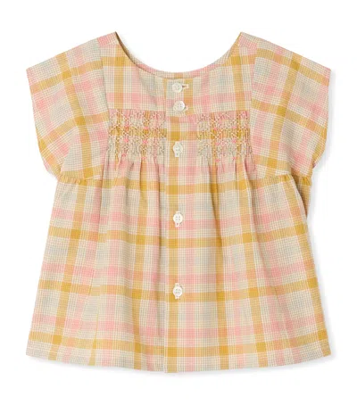 Bonpoint Kids'  Cotton Check Top In Yellow