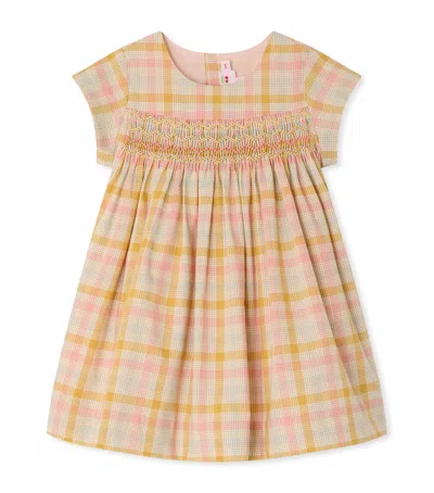 Bonpoint Kids'  Cotton Check-print Smocked Dress In Pink