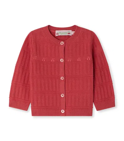 Bonpoint Kids'  Cotton Cherry Cardigan In Red