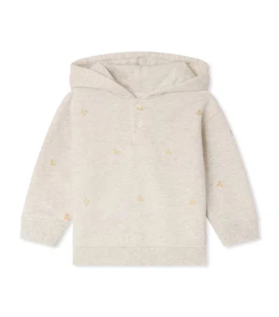 Bonpoint Kids' Cotton Cherry Print Hoodie In Brown