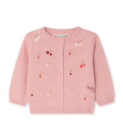 Bonpoint Kids'  Cotton Claudi Cardigan In Pink