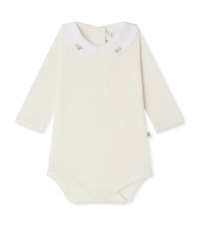 Bonpoint Kids'  Cotton Collared Bodysuit In Gray