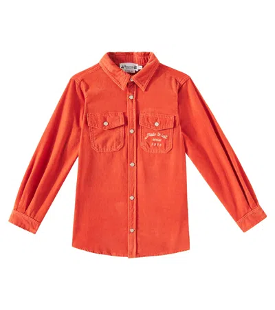 Bonpoint Kids' Cotton Corduroy Shirt In Orange