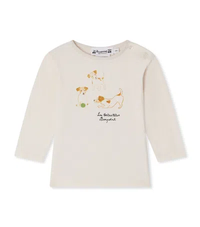Bonpoint Kids' Cotton Dog Print Long-sleeve T-shirt In White