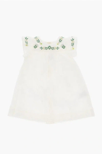 Bonpoint Cotton Dress With Floral Embroideries