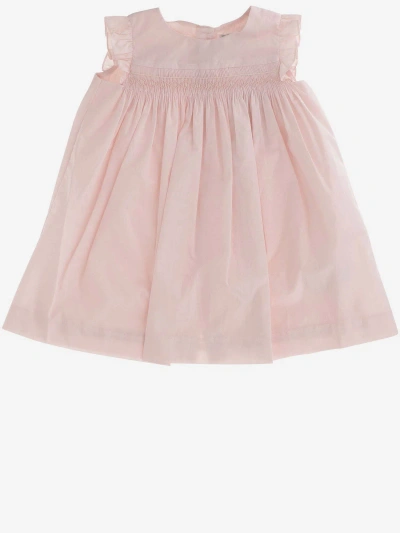 Bonpoint Kids' Cotton Dress With Smock Stitch Embroidery In Pink