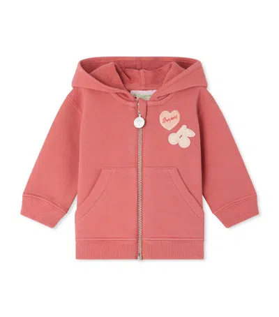 Bonpoint Kids'  Cotton Embroidered Hoodie In Pink