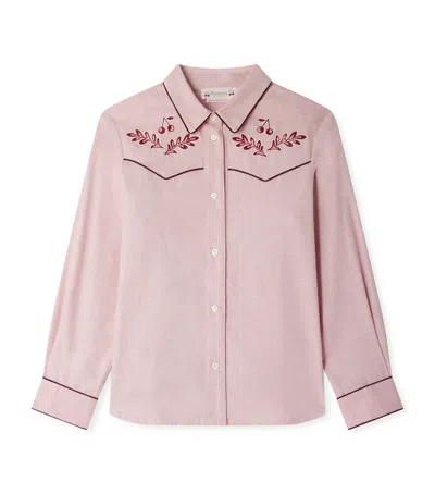 Bonpoint Kids' Cotton Embroidered Jiggle Blouse In Pink
