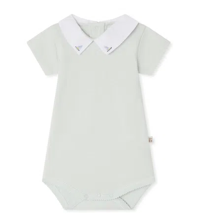 Bonpoint Kids'  Cotton Embroidered Julliet Bodysuit In Turquoise