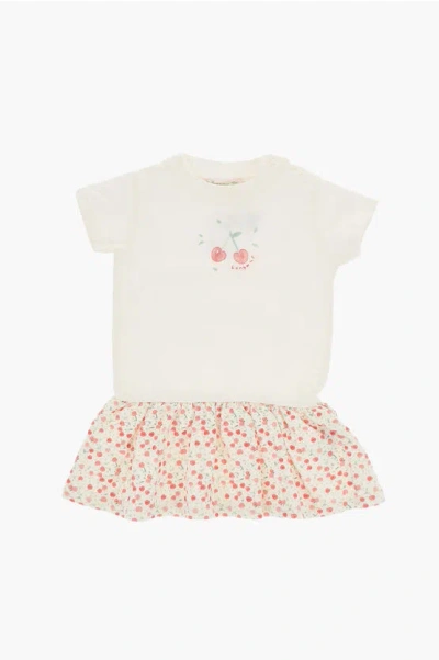 Bonpoint Cotton Felice Tee Dress With Cherrys Print In White