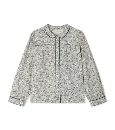 Bonpoint Kids' Cotton Floral Josseline Blouse In Grey