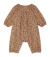 Bonpoint Cotton Floral Playsuit In Brown