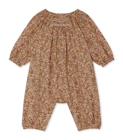 Bonpoint Kids' Cotton Floral Playsuit In Brown