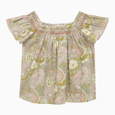 Bonpoint Babies' Cotton Floral Print Blouse In Green