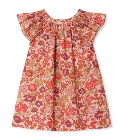 Bonpoint Kids'  Cotton Floral Print Dress In Red