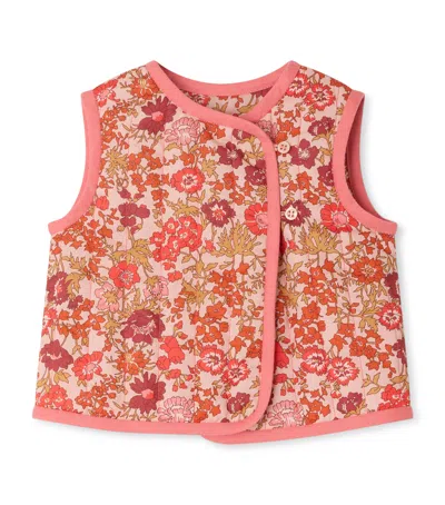 Bonpoint Kids'  Cotton Floral Print Gilet In Pink