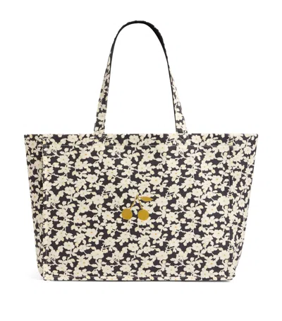 Bonpoint Kids' Cotton Floral Print Tote Bag In Black