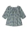 Bonpoint Cotton Floral Smocked Dress In Blue