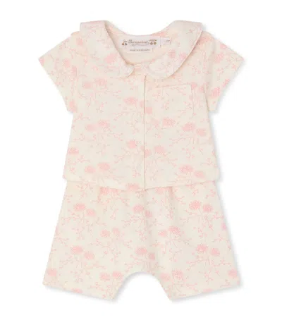 Bonpoint Kids'  Cotton Floral Top And Trousers Set In Pink