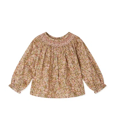 Bonpoint Kids' Cotton Griotte Blouse In Brown