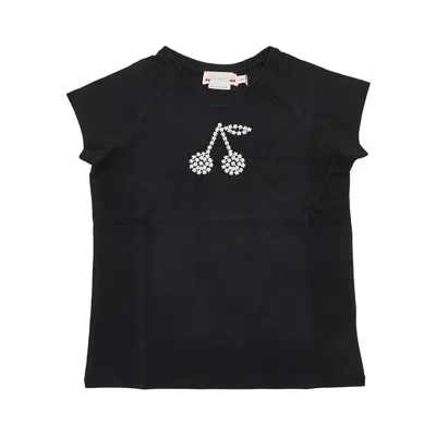 Bonpoint Cotton Jersey T-shirt With Embroidery Kids In Black
