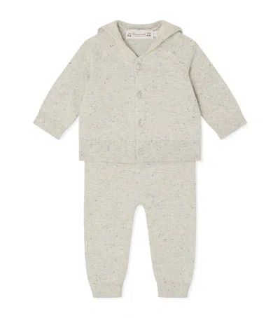 Bonpoint Kids'  Cotton Laslo Cardigan And Trousers Set In Gray
